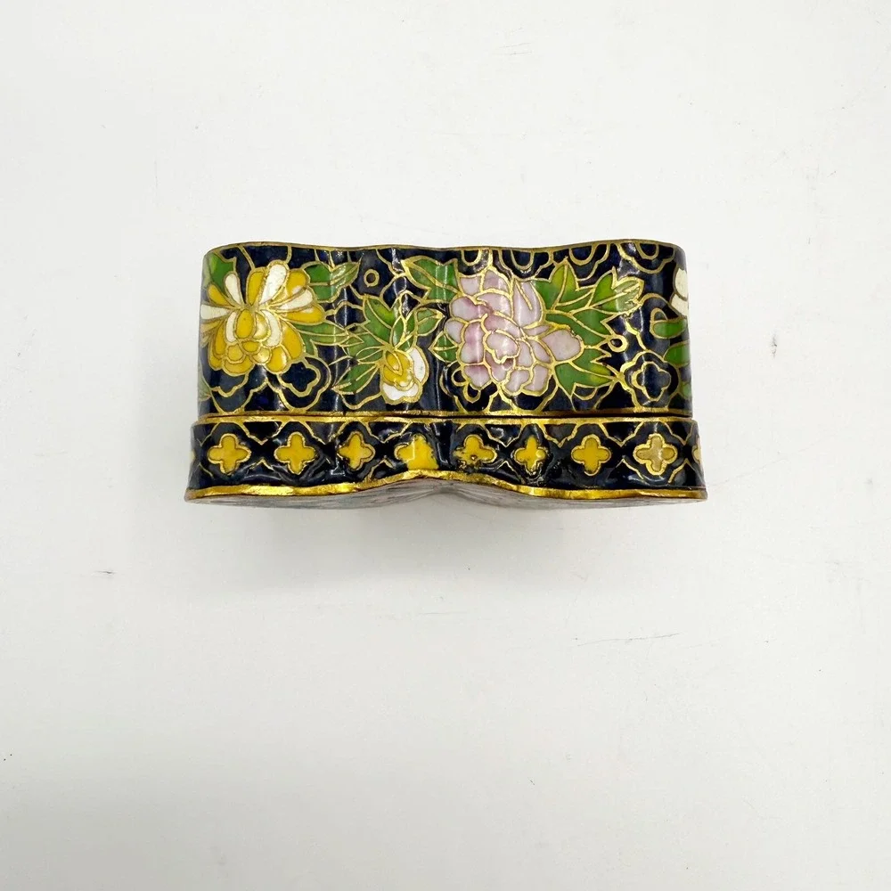VTG CLOISONNE BUTTERFLY TRINKET BOX ENAMEL CHINESE MOTHERS DAY Lillian Vernon